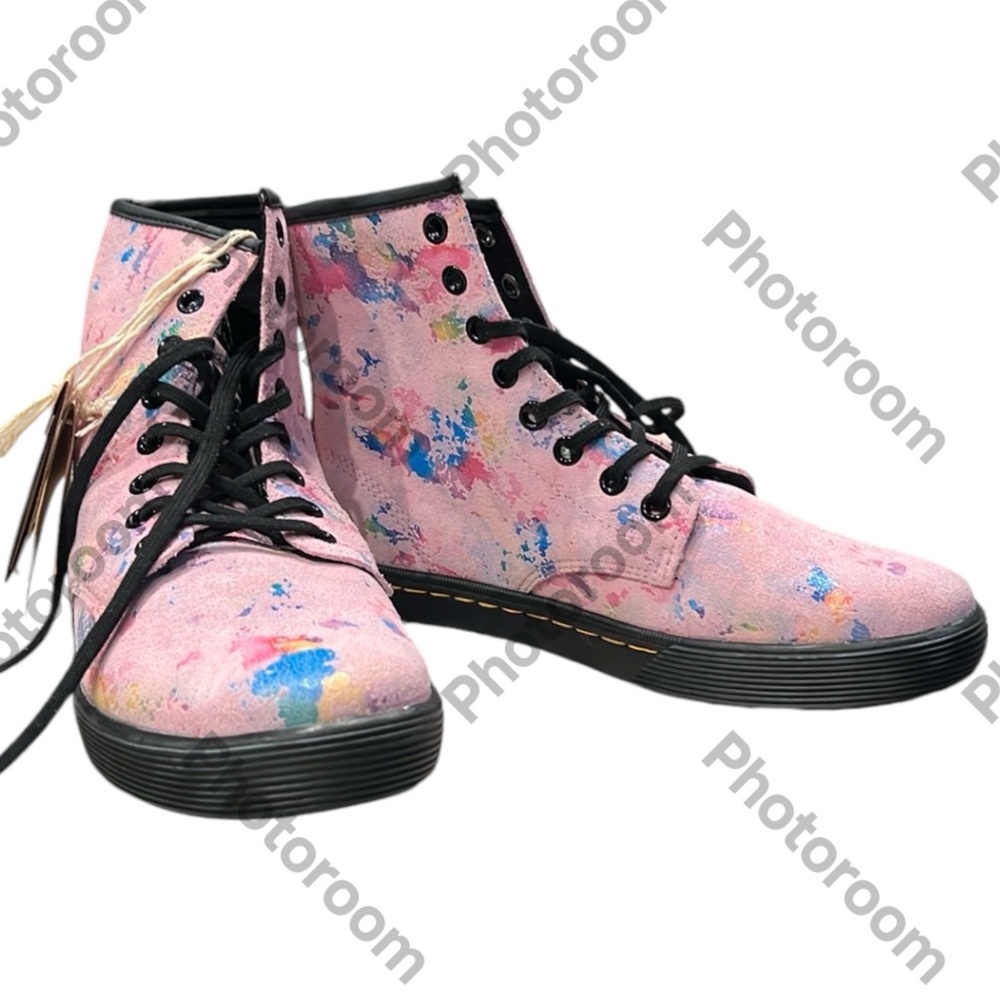 Dr. Martens Sheridan pink suede rainbow burst boot bootie women’s 7 NEW